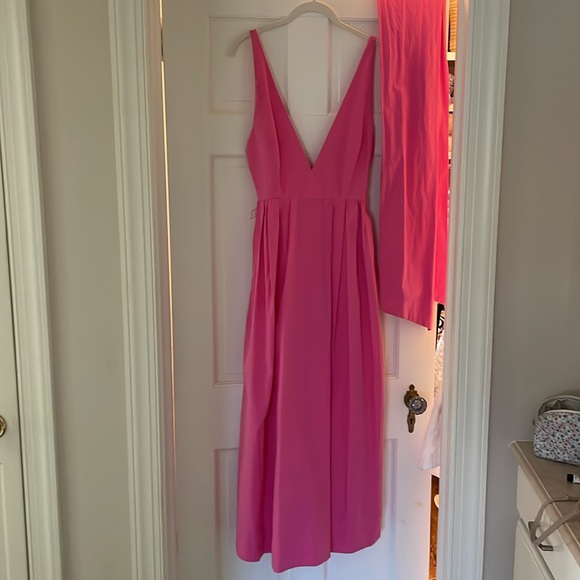 Pink midi party dress with removable bow sash - Picture 5 of 8